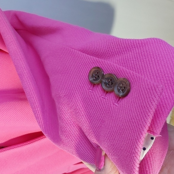 Talbots- Womens Pink Blazer/Suit Jacket  Black & White Polka Dot lining Sz.12 - Picture 4 of 10